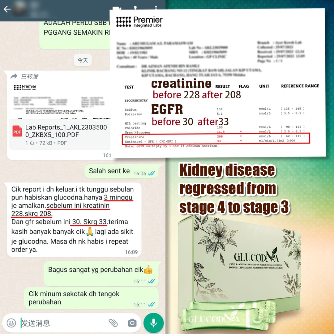 GlucoDNA Review Kidney eGFR improve ckd regress from stage 4 to stage 3